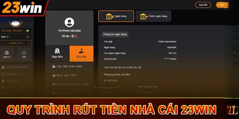 Các bước thực hiện rút tiền 23win cơ bản và chi tiết